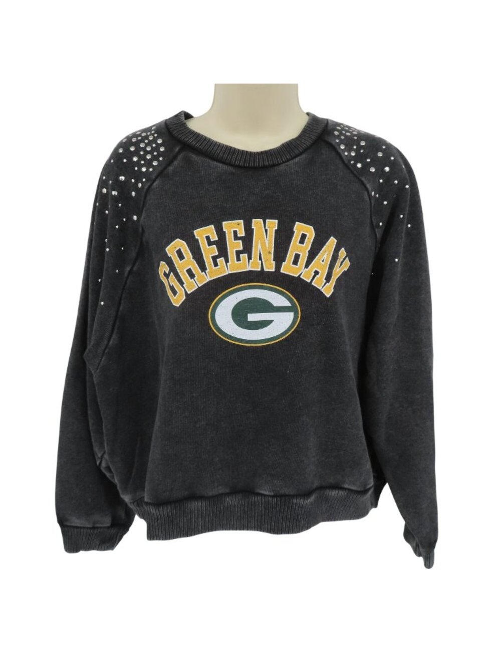 Gameday Couture Women XXL Green Bay Packers Silver Studded Cropped Sweatshirt